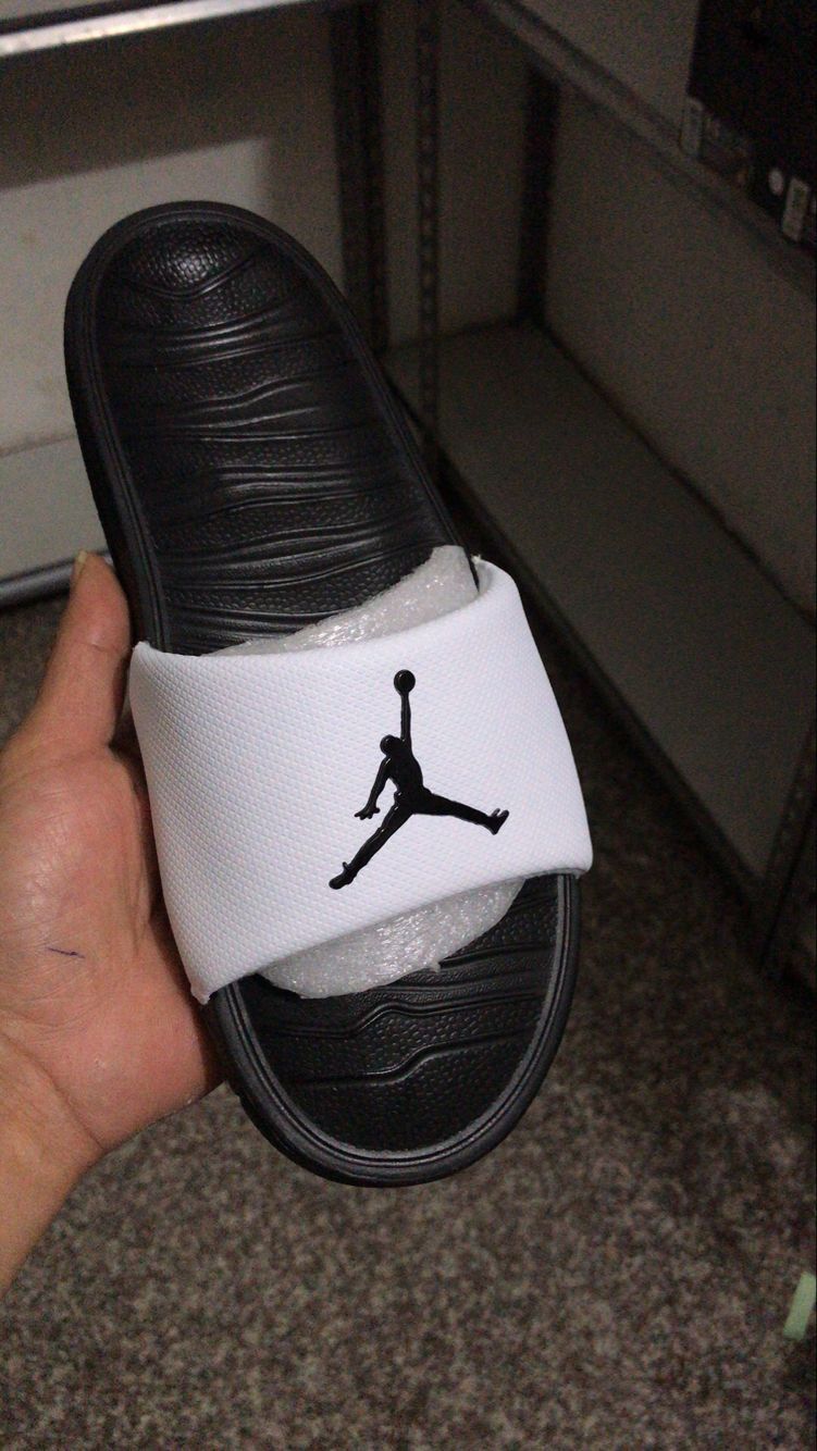 Jordan Break Silde Sandals Black White - Click Image to Close